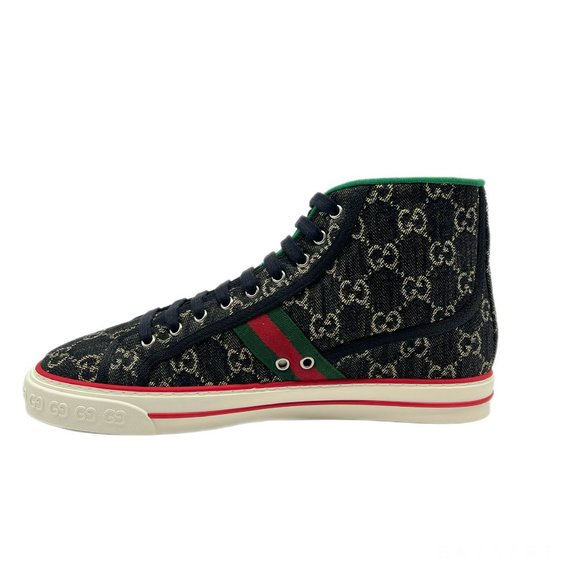 Gucci GG Jacquard Black Denim High-Top Tennis 1977 Men's Sneakers US11 - Picture 5 of 15